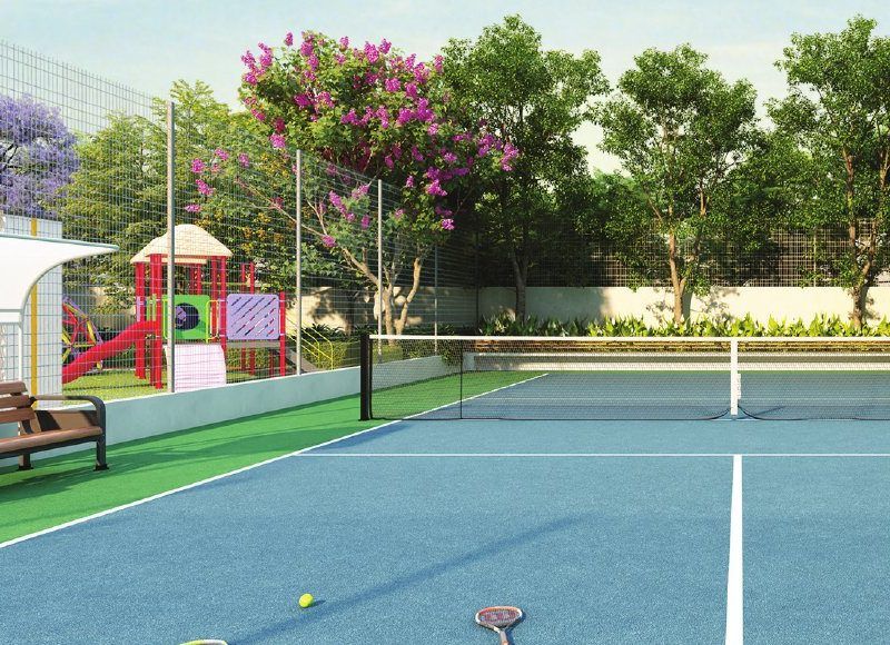 Multipurpose sports court with seating