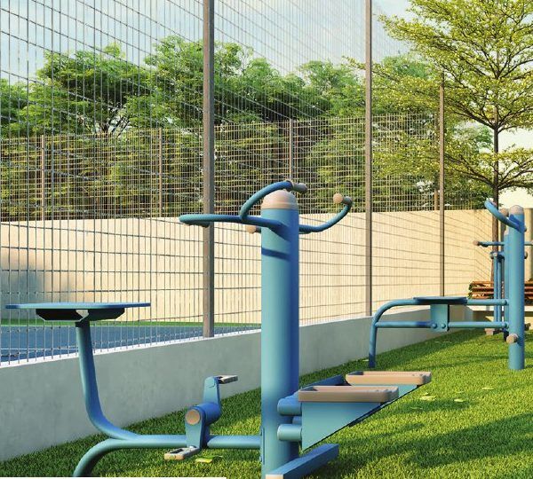 Outdoor gymnasium with fitness equipment