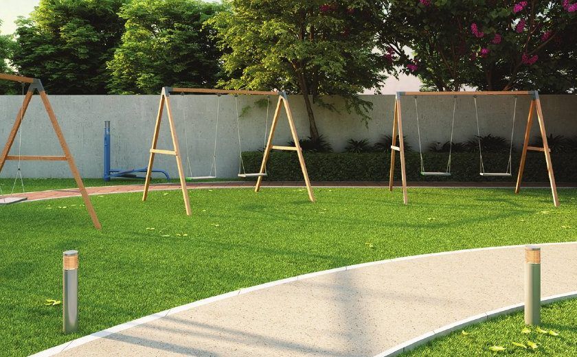 Swing park with mature lawns